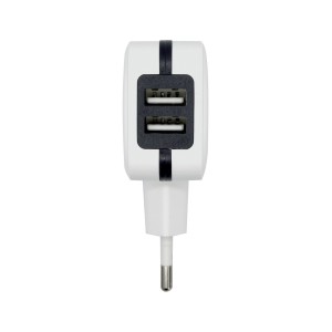 AISENS Cargador USB 17W 5V 3.4A, 2xUSB Con Control AI, Blanco