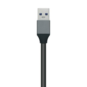 AISENS Hub USB3.0 Aluminio, Tipo A M - 4x Tipo A H, Negro, 10 cm