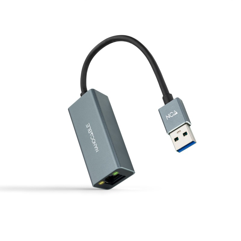 Nanocable Conversor USB 3.0 a Ethernet Gigabit 10 100 1000 Mbps, Aluminio, Gris, 15 cm