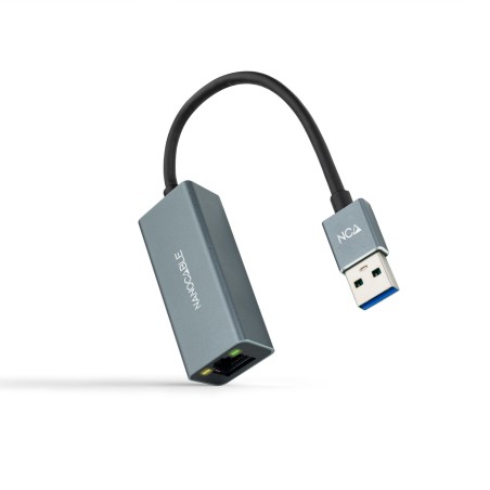Nanocable Conversor USB 3.0 a Ethernet Gigabit 10 100 1000 Mbps, Aluminio, Gris, 15 cm