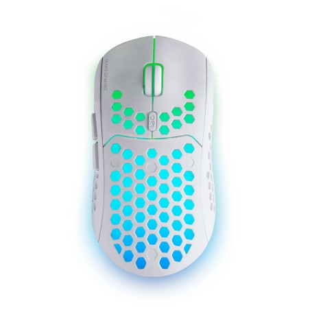Mars Gaming MMW3W, Ratón Gaming Inalámbrico, RGB Flow, Ultraligero 79 g, 3200 DPI, Blanco