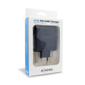 AISENS ASCH-2PD45A-BK cargador de dispositivo móvil GPS, Mando para videojuegos, MP3, MP4, Teléfono móvil, Portátil,