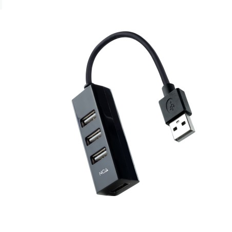 Nanocable Hub USB 2.0 con 4 Puertos de USB 2.0, USB-A M-USB 2.0 H, Negro, 15 cm