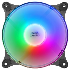 Mars Gaming MFDUO, Kit 2 Ventiladores FRGB Rainbow 360°, Ultra-silencioso, Doble Conexión 3PIN + 4PIN, Negro