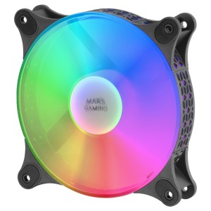 Mars Gaming MFDUO, Kit 2 Ventiladores FRGB Rainbow 360°, Ultra-silencioso, Doble Conexión 3PIN + 4PIN, Negro