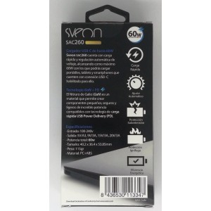 Sveon SAC260 adaptador e inversor de corriente Interior 60 W Blanco