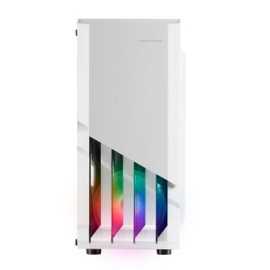 Mars Gaming MC-X2, Caja PC Gaming ATX, Frontal Acero FRGB, 2 Ventiladores 12cm FRGB, Ventana Lateral Completa, Blanco