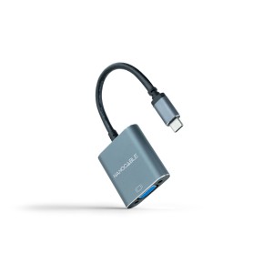 Nanocable Conversor USB-C a VGA, USB-C M-VGA H, Aluminio, Gris, 10 cm