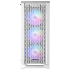 Mars Gaming MC-C, Caja PC ATX, Panel Frontal Metal-Mesh, Cristal Templado, 3 Ventiladores Frontales FRGB 120mm, Blanco