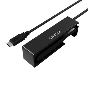 AISENS Adaptador ASE-35C02B SATA a USB-C USB 3.0 USB3.1 GEN1 para Discos Duros 2.5" y 3.5" con Alimentador, Negro