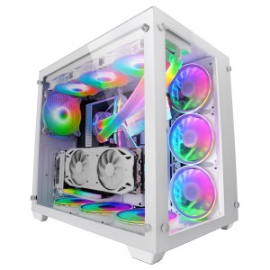 Mars Gaming Torre Gaming Custom XXL E-ATX, Ventana Cristal Templado Lateral y Frontal, Estructura Modular Doble Cámara, MCV3,