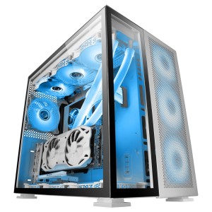 Mars Gaming MC-Nova, Torre Gaming Custom XXL E-ATX Aluminio, Doble Ventana Completa Cristal Templado, Estructura Modular Doble