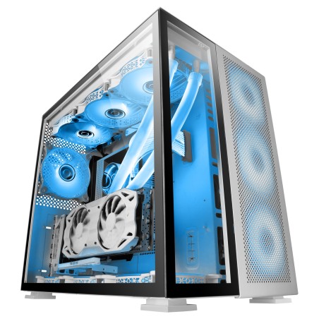 Mars Gaming MC-Nova, Torre Gaming Custom XXL E-ATX Aluminio, Doble Ventana Completa Cristal Templado, Estructura Modular Doble