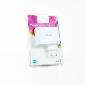 TooQ Cargador de Pared GaN 2xUSB-C PD + USB-A QC 100W, Blanco