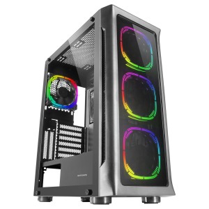 Mars Gaming MC-NEO, Torre Gaming XXL E-ATX, Ventana Lateral y Frontal Cristal Templado, 4X Ventiladores ARGB 120mm + Ventilador