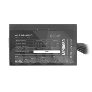 Mars Gaming MPIII650, Fuente Alimentación PC ATX 650W, 5 Años de Garantía, 85% Eficiencia, Sistema Digital APFC, Ventilador FDB