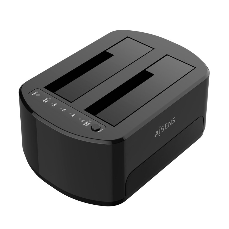 AISENS Estacion de Docking de Doble Bahia ASDS-D03B SATA 2.5 3.5 a USB 3.0 3.1 Gen1, Clone, Negra