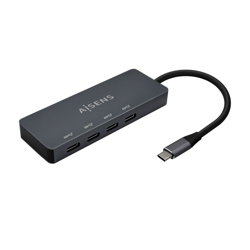 AISENS Hub USB3.2 Gen1 5G USB-C, USB-C M-4xUSB-C H, Gris, 15cm