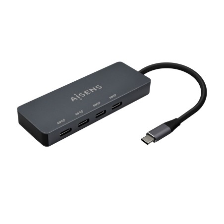 AISENS Hub USB3.2 Gen1 5G USB-C, USB-C M-4xUSB-C H, Gris, 15cm