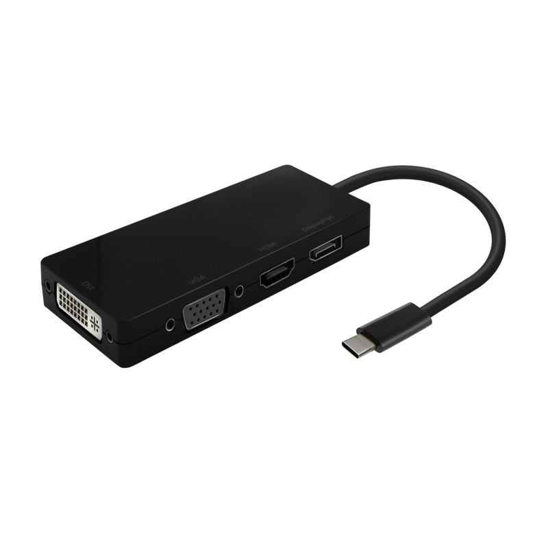 AISENS Conversor USB-C A DP DVI HDMI VGA, USB-C M-DP H-DVI H-HDMI H-Vga H, Negro, 15cm