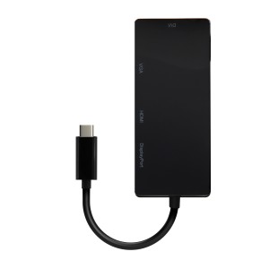 AISENS Conversor USB-C A DP DVI HDMI VGA, USB-C M-DP H-DVI H-HDMI H-Vga H, Negro, 15cm