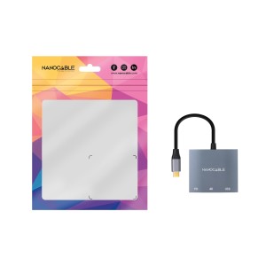 Nanocable Conversor USB-C a HDMI USB3.0 USB-C PD, 15 cm, Gris