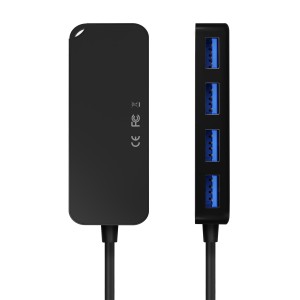 AISENS Hub USB 3.0, Tipo A M-4x Tipo A H, Negro, 60cm