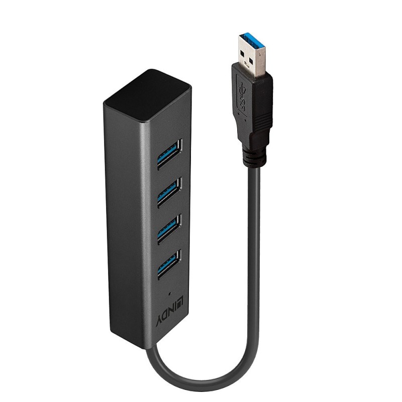 Lindy 43324 hub de interfaz USB 3.2 Gen 1 (3.1 Gen 1) Type-A 5000 Mbit s Negro