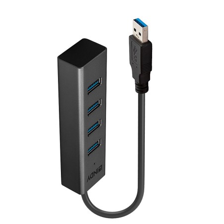 Lindy 43324 hub de interfaz USB 3.2 Gen 1 (3.1 Gen 1) Type-A 5000 Mbit s Negro