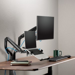 AISENS Soporte de Mesa Contrapeso Giratorio e Inclinable para Portatil y Monitor TV 8Kg de 17-32, Negro