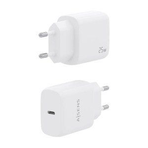 AISENS Cargador USB-C PD3.0 1 Puerto 1xUSB-C 25W, Blanco