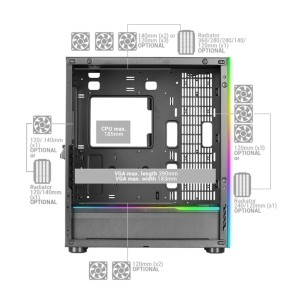 Mars Gaming MC-ULT, Caja Gaming Custom XXL E-ATX, Doble Cristal Templado 90º Sin Marco + Puerta Lateral, Soporte Completo