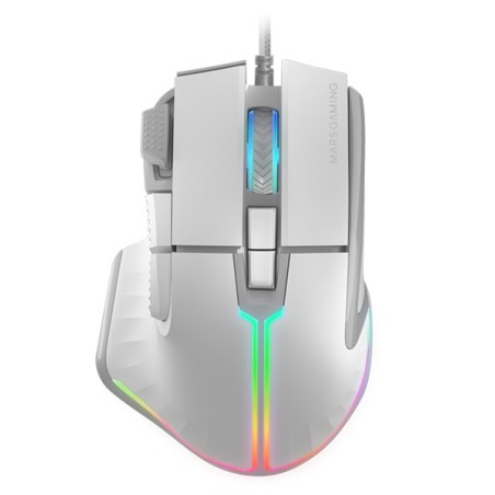 Mars Gaming MM-XT, Ratón Gaming RGB, Diseño Ergonómico con Reposa Pulgar, Sensor Óptico 12800DPI, 9 Botones Configurables,