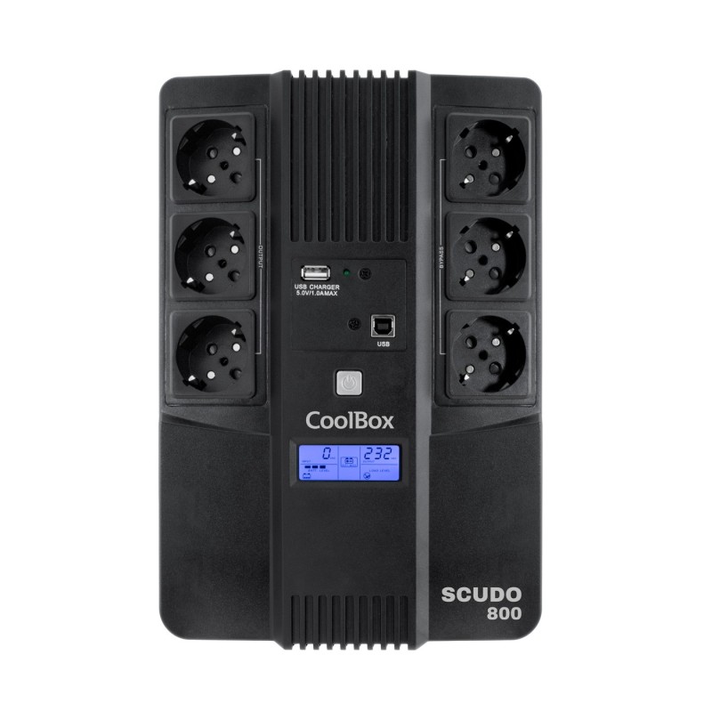 CoolBox Scudo 3 LCD 800VA sistema de alimentación ininterrumpida (UPS) Línea interactiva 0,8 kVA 480 W 6 salidas AC