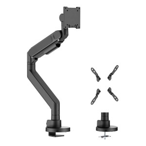 AISENS Soporte de mesa pro contrapeso giratorio e inclinable para monitor TV 27kg (3 pivotes, 1 brazo) de 24-57, Negro