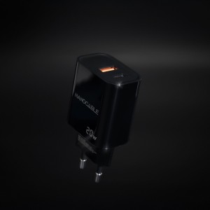 Nanocable Cargador USB-C PD + USB-A QC 20W, Negro