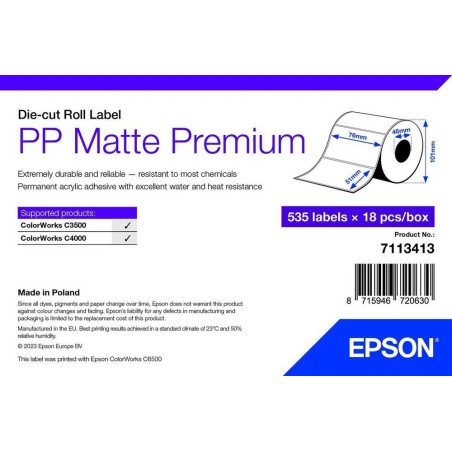 Epson 7113413 etiqueta de impresora Blanco Etiqueta para impresora autoadhesiva