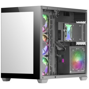 Mars Gaming MCV4 Negra, Torre Gaming Custom XXL E-ATX, Ventana Cristal Templado Lateral y Frontal Sin Marco, Estructura Modular