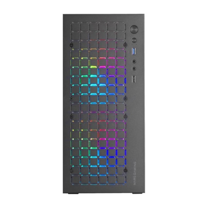 Mars Gaming MC-CORE, Caja Gaming Compacta MicroATX, Diseño Frontal Metal-Mesh, Ventana Lateral Completa, 2x Ventiladores FRGB