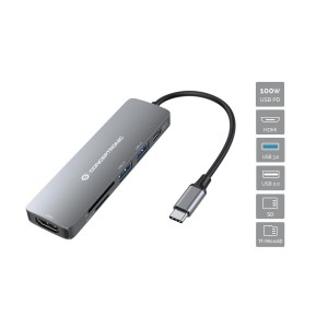 Conceptronic DONN11G base para portátil y replicador de puertos Alámbrico USB 3.2 Gen 1 (3.1 Gen 1) Type-C Gris
