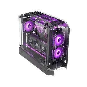 Mars Gaming MC-EDGE, Caja Gaming ATX, Diseño Open Air, Triple Panel Cristal Templado, Semitorre PC Soporte Refrigeración