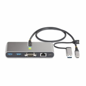 StarTech.com Hub Ladrón USB-C de 2 Puertos USB-A de 5Gbps con Red RJ45 Ethernet Gigabit y Puerto Serie DB9 RS232 FTDI -