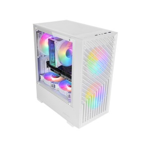 Mars Gaming MC- VORTEX, Caja Gaming MicroATX, Frontal Mesh Geométrico, Ventana Lateral Cristal Templado, 3x Ventiladores FRGB