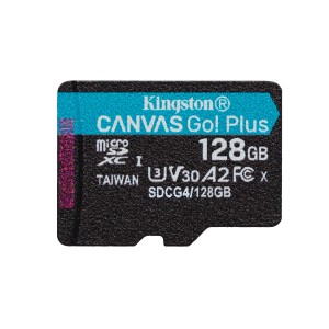 Kingston Technology Tarjeta microSDXC Canvas Go Plus Gen4 de 128 GB, 200 MB s, A2 U3 V30 y adaptador