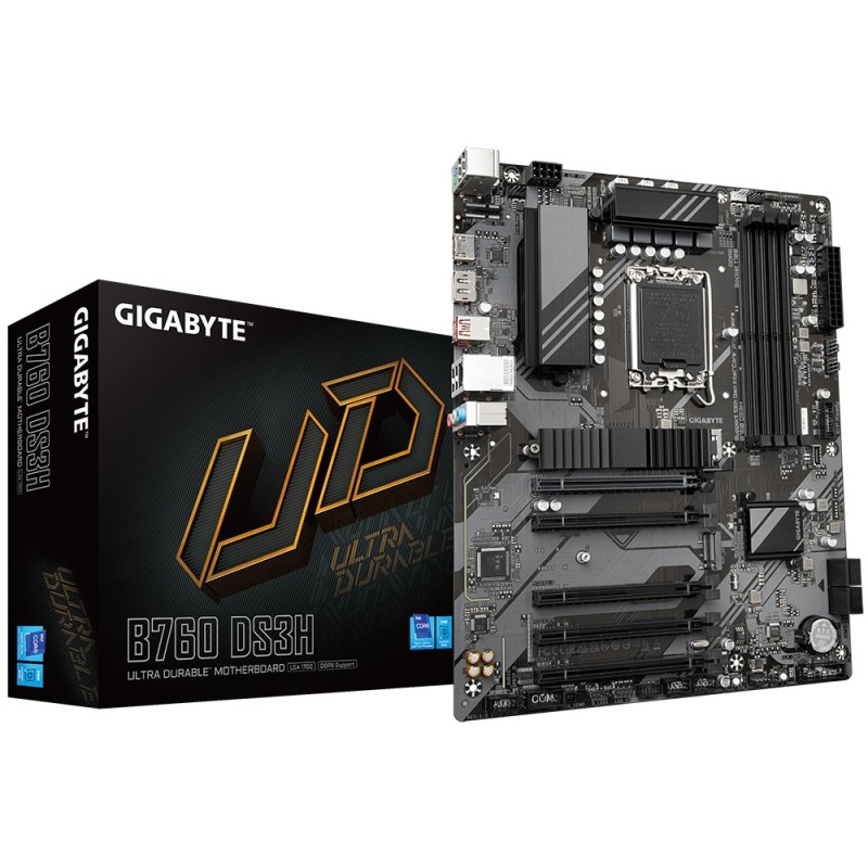 GIGABYTE B760 DS3H Placa Base - Compatible con procesadores Intel Core de 14ª generación, VRM digital de 8+2+1 fases, hasta