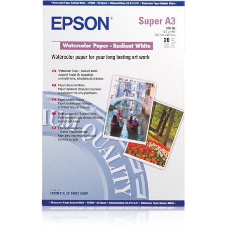 Epson Papel acuarela blanco, DIN A3+, 190 g m², 20 hojas