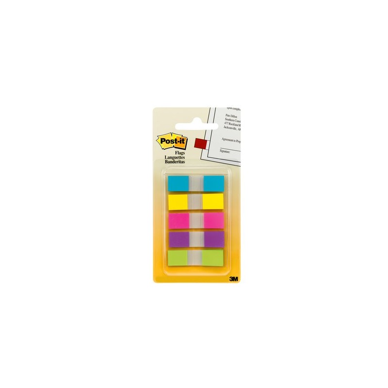 Flags, Assorted Bright Colors, 1/2 in Wide, 100/On-the-Go Dispenser bandera adhesiva 100 hojas