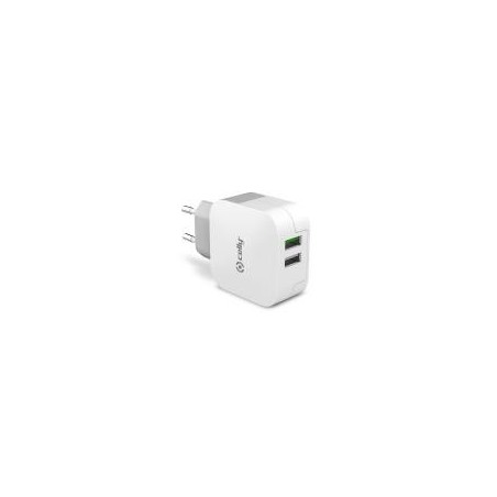 Celly TC2USBTURBO cargador de dispositivo móvil Smartphone, Tableta Blanco Corriente alterna Interior