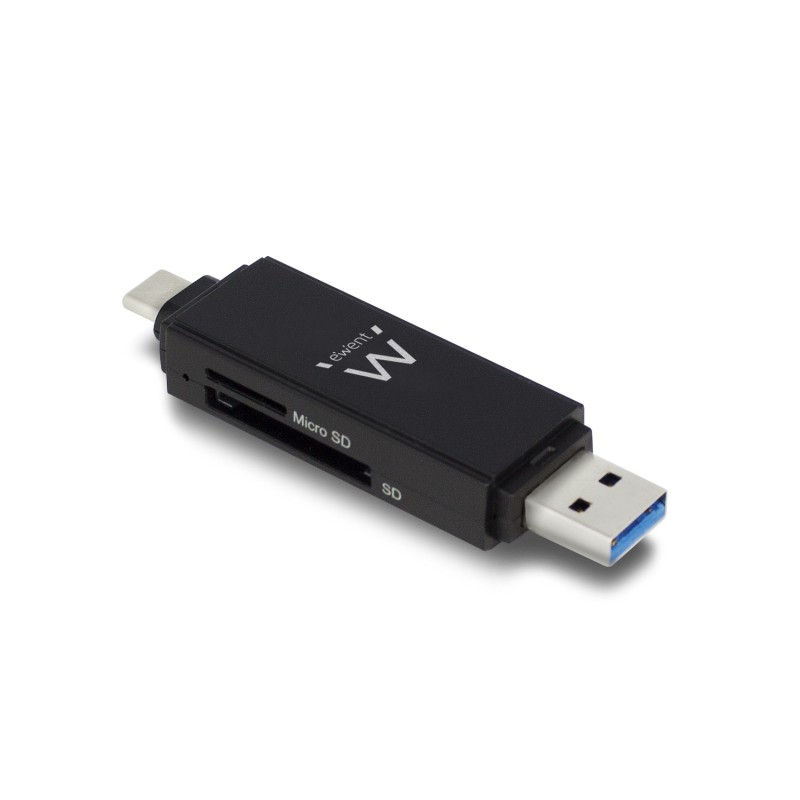 Ewent EW1075 lector de tarjeta USB 3.2 Gen 1 (3.1 Gen 1) Type-A Type-C Negro