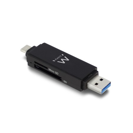 Ewent EW1075 lector de tarjeta USB 3.2 Gen 1 (3.1 Gen 1) Type-A Type-C Negro